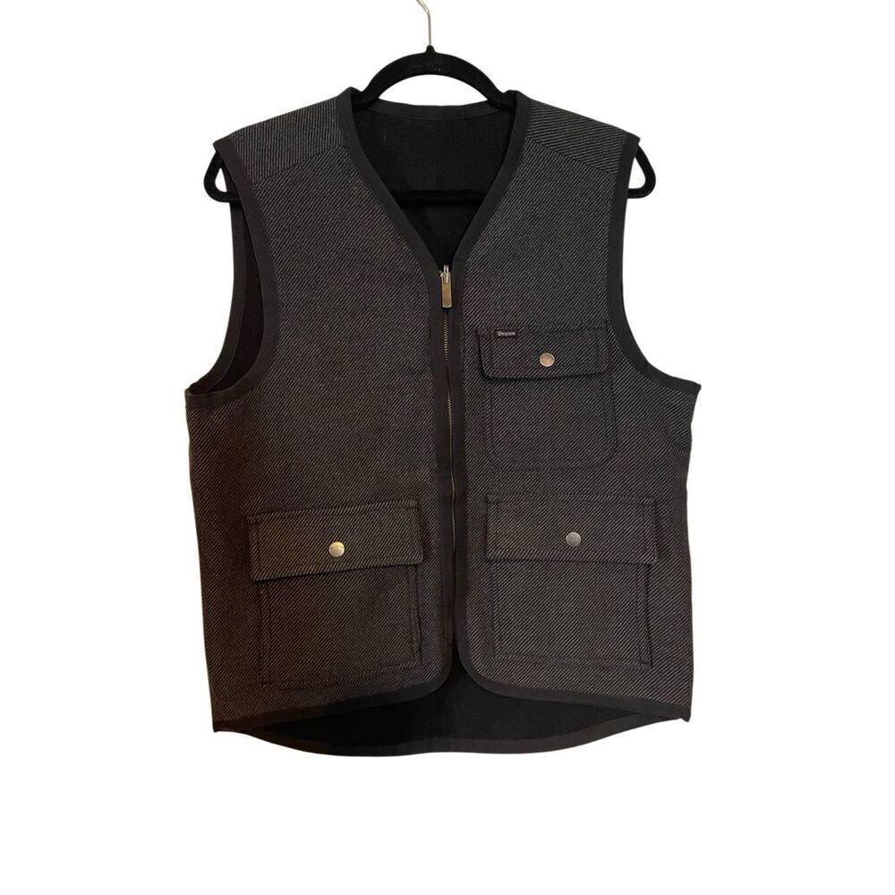 BRIXTON | black gray vintage wool vest